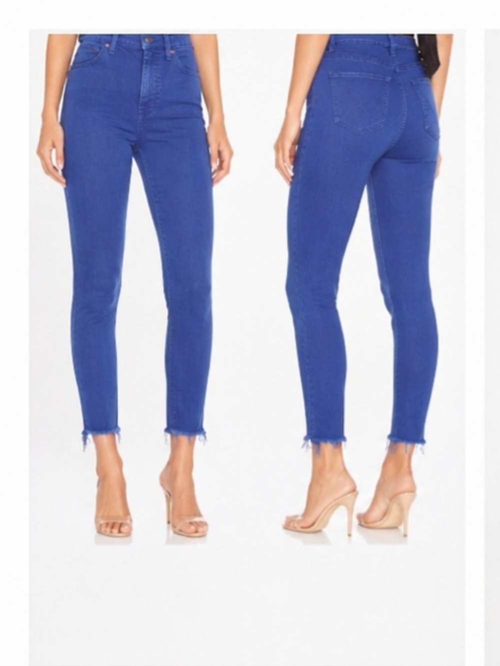 MOTHER The Stunner Ankle Fray Jeans Blue Wash Size 26 Skinny Raw Hem